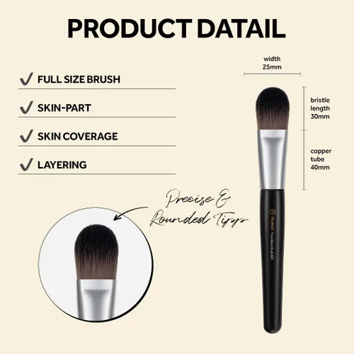 Miniatura 3 de STUDIO17 Brocha de base para maquillaje Brocha de maquillaje profesional con cerdas sintéticas de primera calidad Brochas de maquillaje coreanas