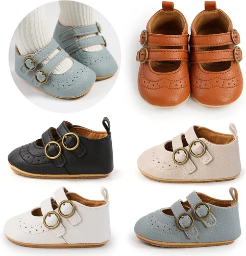 Miniatura 5 de Mary Jane - Zapatos planos de vestir para bebé, zapatos para recién nacidos, antideslizantes, de piel sintética, para fiesta, escuela, boda