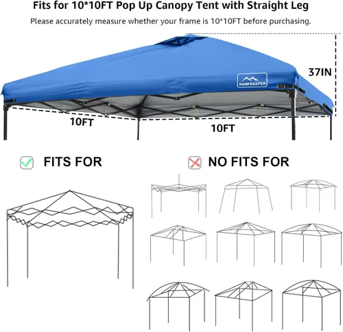 Miniatura 65 de KAMPKEEPER Cubierta de Repuesto Superior para Carpa Toldo Emergente con Ventilación de Aire y Correa Elástica Ajustable, Poliéster Resistente a Azul