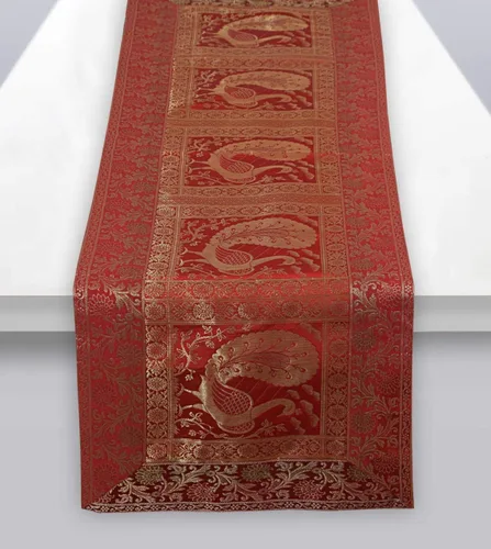 Miniatura 8 de Camino de mesa tradicional de seda rectangular decorativo, mantel de seda para centro de mesa con diseño floral ético, alfombrilla para mesa 152,4 x