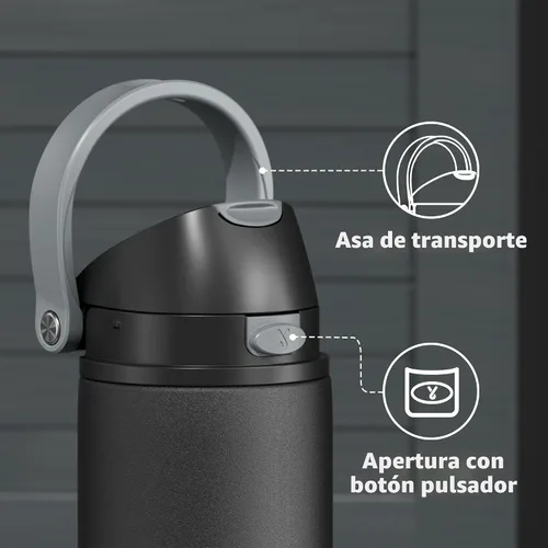 Miniatura 6 de Botella de agua aislada de 24 onzas para deportes: Botella de agua de acero inoxidable Meoky con popote 2 en 1 y tapa de boquilla, a prueba de NOCHE