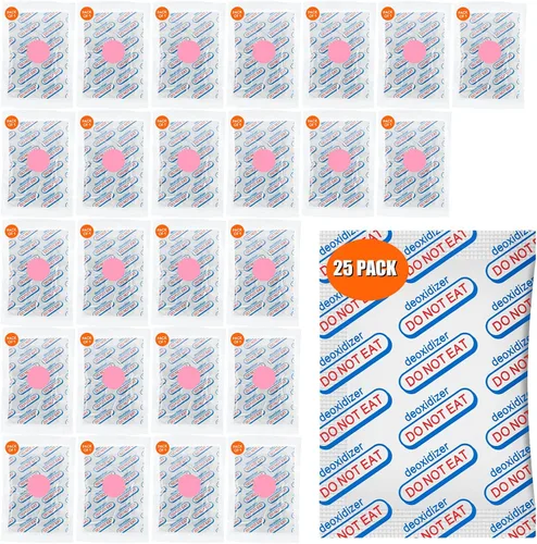 25 paquetes de absorbedores de oxígeno de grado alimenticio de 2500CC (un paquete sellado individualmente), absorbedores de oxígeno para