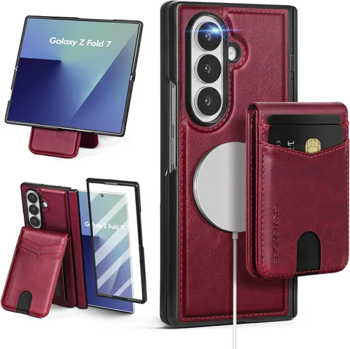 Miniatura 11 de SkyEagle Funda Cartera magnética desmontable compatible con Magsafe para Samsung Galaxy Z Fold 7 con tarjetero Protector de pantalla integrado