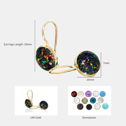 Miniatura 15 de 14K Gold Gemstone Drop Earrings - Birthstone Dangle - Solid Yellow Gold Dangle Earrings - Dainty Handmade Wedding Jewelry - Perfect Bridal or