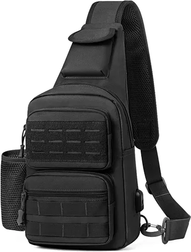 Miniatura 15 de BAIGIO Tactical EDC Sling Bag Militar Una Correa Hombro Mochila Molle Range Bolsas Paquete de Pecho, #01-verde militar, Pequeño, Bolso táctico