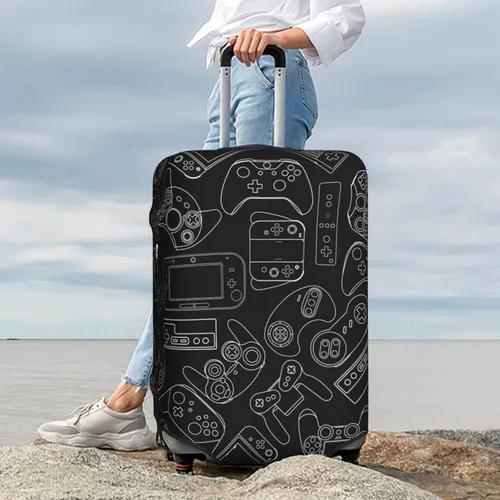 Miniatura 7 de Fundas elásticas lavables para equipaje con patrón de controlador de videojuegos, protector de equipaje para maleta de viaje, funda protectora