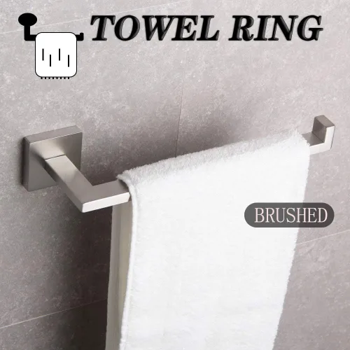 Miniatura 3 de GERZWY Juego de accesorios de baño de 2 piezas de acero inoxidable contemporáneo montado en la pared - Soporte para papel higiénico con anillo