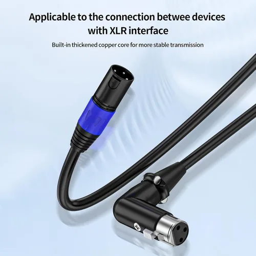 Miniatura 9 de XLR - Cable de extensión de micrófono macho a hembra recto, cable equilibrado macho a hembra recto de 90 grados, cable equilibrado de 3 pines a 3