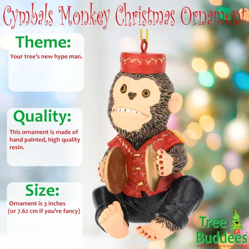 Miniatura 2 de Tree Buddees Retro Wind Up Toy Platillos Monos Divertidos Adornos de Navidad