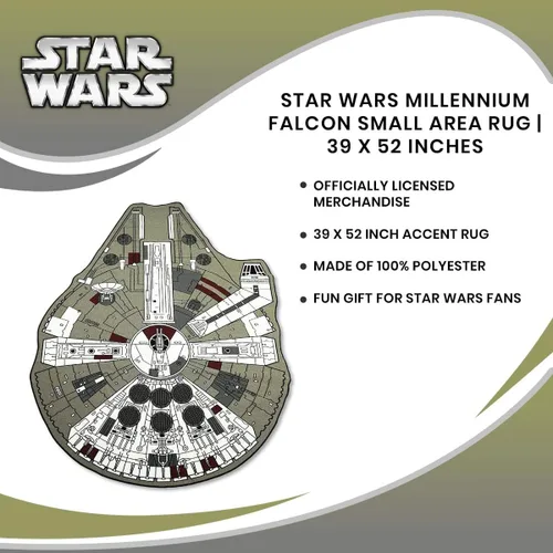 Miniatura 6 de Alfombra pequeña de Star Wars con diseño del Halcón Milenario de Han Solo 39 x 52 pulgadas Halcón Milenario Negro