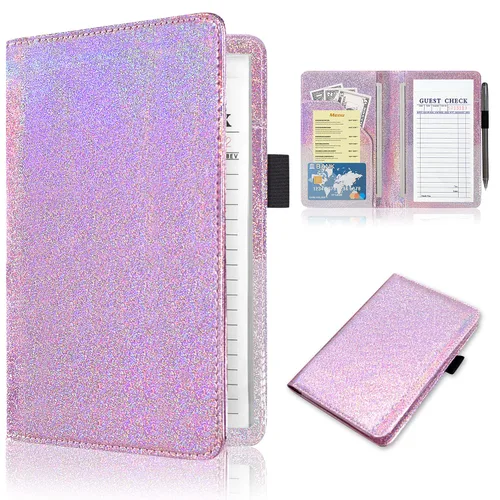 Miniatura 19 de ACdream - Libretas de servicio para camarera, libreta de anotación de comensales, lindo organizador de piel y cartera para dinero, para presentar AB