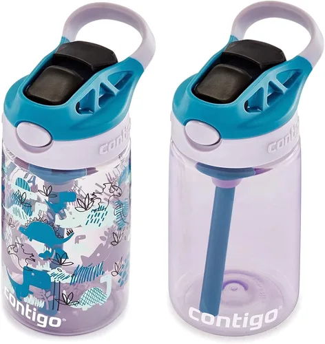 Miniatura 5 de Contigo Aubrey - Botella de agua fácil de limpiar pniños con pajilla de silicona y tapa a prueba de derrames, apta plavavajillas, 14 onzas, paquete