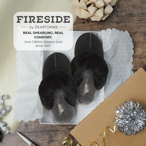 Miniatura 66 de Dearfoams Fireside Sydney Pantuflas anchas de piel de oveja para mujer, para interiores y exteriores