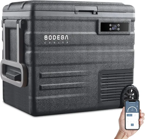 Miniatura 10 de BODEGA COOLER - Refrigerador de coche de 12 voltios, refrigerador de automóvil de 58 cuartos (55 L) con ruedas, congelador portátil para Negro