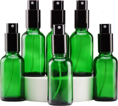 Miniatura 28 de YIZHAO Botellas de vidrio ámbar de 1 oz, con pequeño aerosol de niebla fina, tapa de metal, recargable para aceite esencial, viajes, limpieza