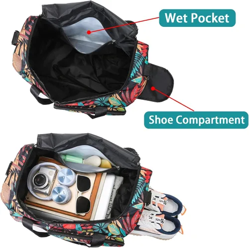 Miniatura 298 de Pequeña bolsa de gimnasio para mujer, bolsa de viaje con compartimento para zapatos