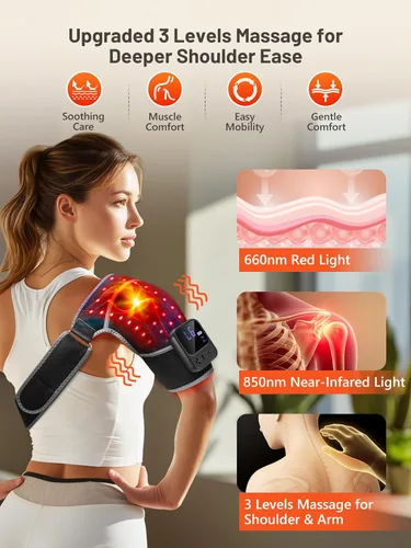 Miniatura 3 de RELEXNOW Terapia de luz roja inalámbrica para hombro, terapia de luz cercana al infrarrojo portátil para comodidad de hombros y articulaciones