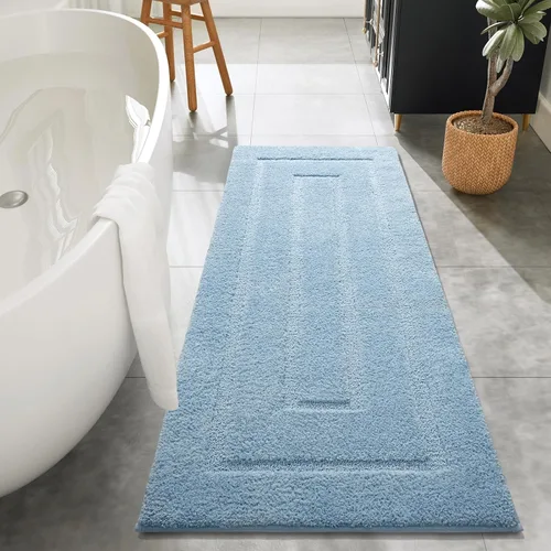 Miniatura 16 de HOMORE Alfombra de baño gris de 24 x 60 pulgadas, suave, absorbente, alfombra de pasillo de baño lavable, alfombras largas antideslizantes