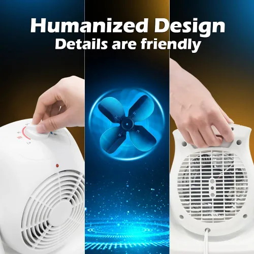 Miniatura 6 de LifePlus Combo de Ventilador y Calentador 2 en 1, Ventilador de Escritorio de Enfriamiento Portátil, Ventilador Circulador de Aire Inclinación