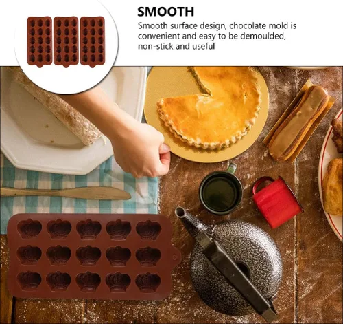 Miniatura 4 de Moldes de silicona para dulces, paquete de 3 moldes antiadherentes para azúcar de 8.46 x 4.09 x 0.59 pulgadas, moldes para hacer chocolate para mini