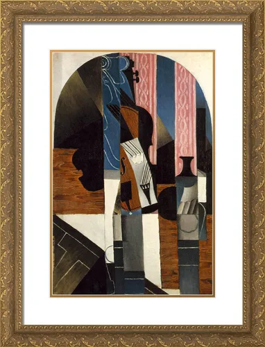 Miniatura 5 de ArtDirect Gris, Juan 19x24 Black Modern Framed Art Print Titled: Violin and Ink Bottle on a Table