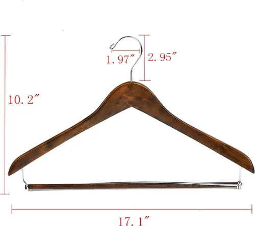 Miniatura 2 de Quality Hangers Perchas de madera hermosas y resistentes para abrigos, perchas curvas, ideales para viajeros, colgador resistente con barra
