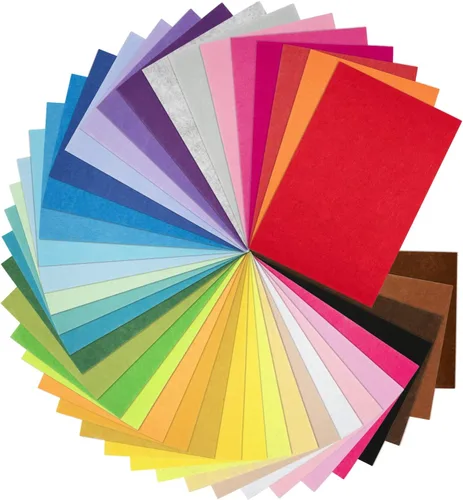 Hojas de fieltro de 8 x 12 pulgadas para manualidades, 40 piezas hojas de tela cuadradas, paquete de colores surtidos no tejidos, 1mm de grosor,