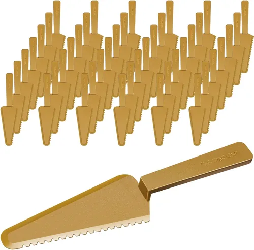 Miniatura 12 de Suclain 50 piezas de cortador de pasteles desechables negros a granel de 9.1 pulgadas, servidor de plástico para tartas, espátula, cuchillos, tarta