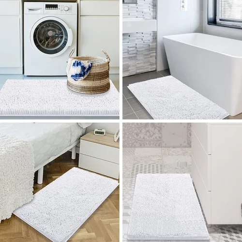Miniatura 7 de Smiry Juego de tapetes de baño y alfombra de inodoro en forma de U, lavable a máquina, antideslizante, absorbente, alfombra de baño lanuda