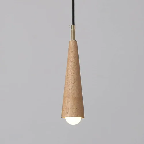 Miniatura 3 de Lámpara colgante pequeña de madera retro de granja, lámpara de suspensión ajustable con pantalla cónica de madera, lámpara colgante de techo