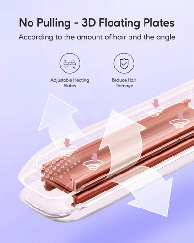 Miniatura 6 de Plancha plana de pelo Pro de Wavytalk, plancha plana 100% de titanio puro para deslizamiento fácil, alisador y rizador para todos los peinados