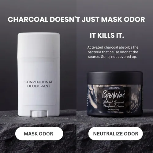 Miniatura 3 de Crema de desodorante natural PiperWai con carbón activado Protección contra el sudor de 24 horas, vegano, desodorante libre de aluminio