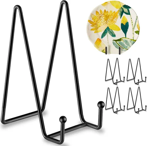 Hoewina Paquete de 5 Soportes de Placa de 6 Pulgadas para Exhibición, Soportes de Placa para Exhibición, Soporte de Marco de Metal para Libro,