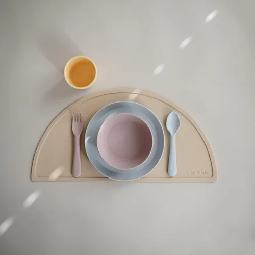 Miniatura 2 de Mushie - Juego de cubiertos para niños con tenedor y cuchara Hecho en Dinamarca (Azul Polvo)
