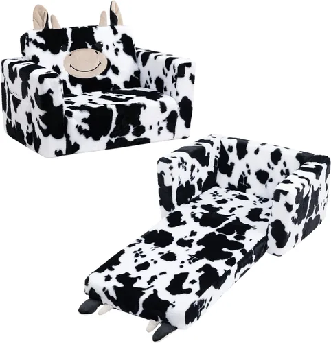 ALIMORDEN Sofá plegable para niños pequeños, cómoda silla de oso sherpa 2 en 1 para niños, sofá convertible a tumbona, acogedor sofá esquinero para