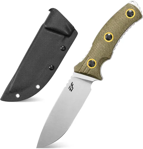 Eafengrow EF138 Cuchillo de hoja fija, hoja de acero N690, mango Micarta Cuchillos fijos EDC de espiga completa para trabajar en campamento y