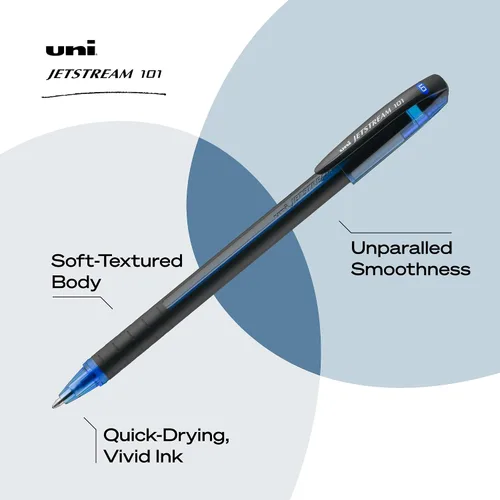 Miniatura 3 de Bolígrafos Uni-Ball 1768012 Jetstream 101, punta mediana, tinta azul (paquete de 144)