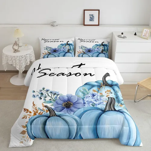 Miniatura 35 de Castle Fairy Juego de edredón con diseño de gato lindo para niños, tamaño twin, juego de ropa de cama con hojas de flores, luna, noche y cielo