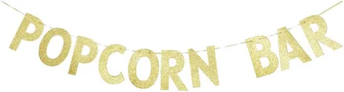 Cartel de barra de palomitas de maíz, letrero de fiesta temática de palomitas de maíz, decoraciones de cumpleaños para niños/niños, guirnalda de