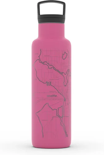 Miniatura 57 de Well Told Botella de agua aislada con mapa de Washington DC grabado, botella de acero inoxidable grabada (21 onzas, blanco) botella aislada de mapa