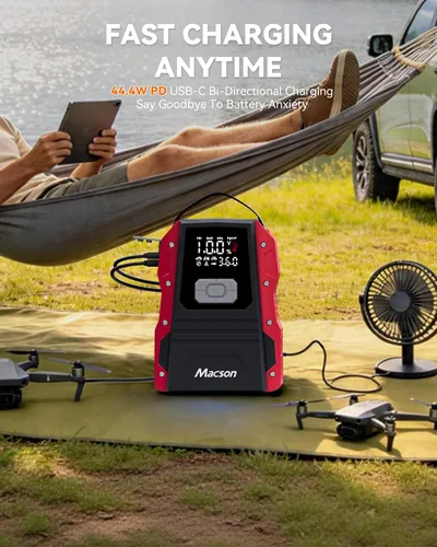 Miniatura 4 de Arrancador de salto de 5000 A con compresor de aire, batería portátil de 12 V para motores diésel de 9.0 L/8.0 L, arrancador de coche portátil
