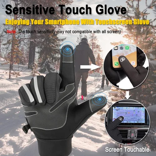 Miniatura 3 de Weitars Guantes de invierno para hombres y mujeres, guantes impermeables, guantes térmicos para el trabajo, guantes deportivos para correr