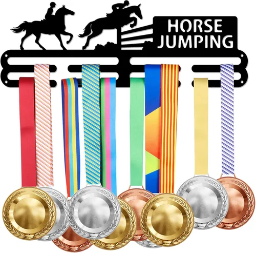 Miniatura 9 de SUPERDANT Soporte para medallas Believe and Achieve, ganchos de hierro negro para más de 60 medallas, estante de competición deportiva para colgar