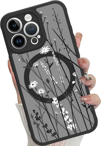 Miniatura 74 de Funda magnética para iPhone 17 Pro [compatible con MagSafe], bonita funda de moda con estampado de leopardo negro, translúcida, mate, parte trasera