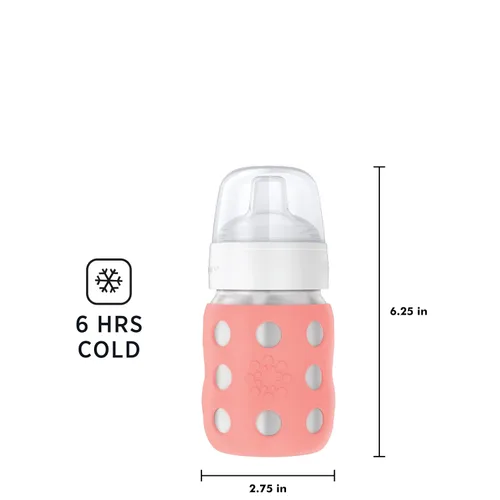 Miniatura 5 de Lifefactory Biberón de cuello ancho aislado al vacío de acero inoxidable de 8 onzas con pezón para sorber, melón, LS2251WCA4 Cantaloupe