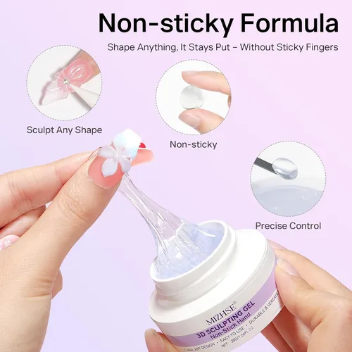 Miniatura 6 de MIZHSE Gel 3D de 1.06 oz para arte de uñas, gel transparente para esculpir uñas UV LED Soak Off Gel con lápiz de arte de uñas, diseño de uñas