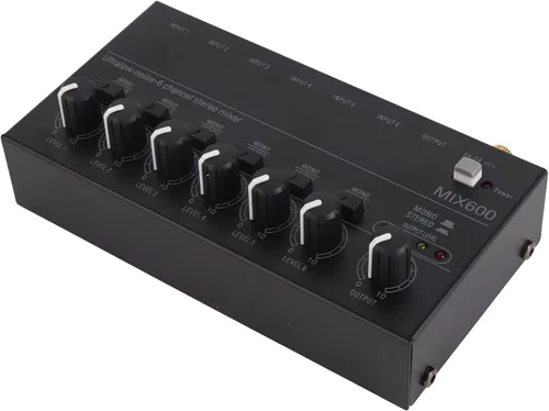 Miniatura 2 de Mezclador de sonido, mezclador de audio profesional, consola de tablero de sonido de bajo ruido, 6 canales, mezclador de línea estéreo para clubes