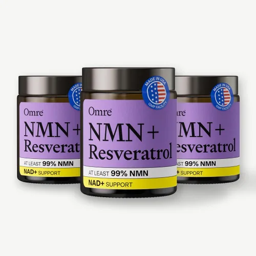 Miniatura 10 de OMRE Suplemento NMN + Resveratrol 99% de pureza para la energía celular, aumento de NAD+ Suplemento de nicotinamida mononucleótido altamente