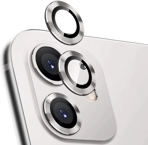 Miniatura 17 de LucBuy Protector de lente de cámara para iPhone 12 Pro Max, vidrio templado HD de alta calidad, aleación de aluminio, anillo individual, película