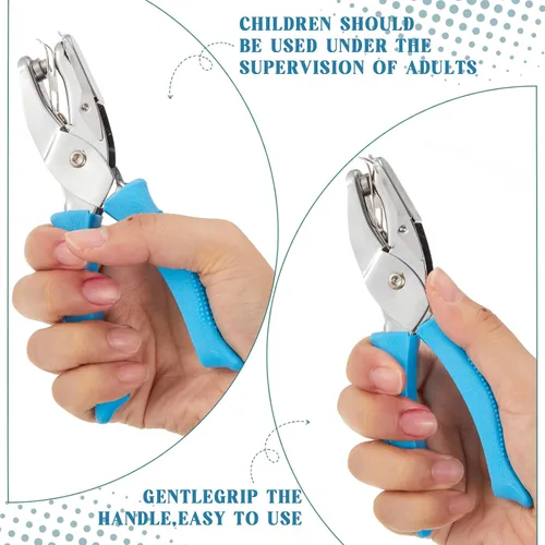 Miniatura 4 de Zonon 3 piezas perforadoras de papel con formas de agujeros de un solo agujero para manualidades, perforadoras de metal manuales con agarre de 1/4